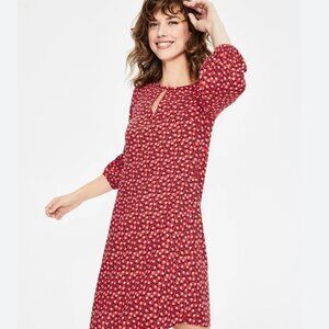 Boden Vanessa Dress in Red Pop Scattered Fruit Print Shift Dress Lightweight 12
